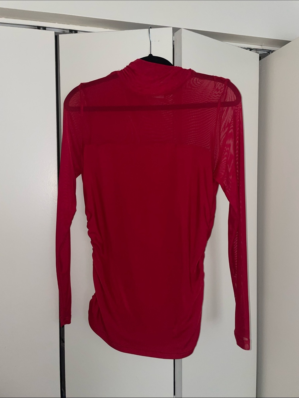 zeagoo Women's Long Sleeve Mesh Panel Red Top